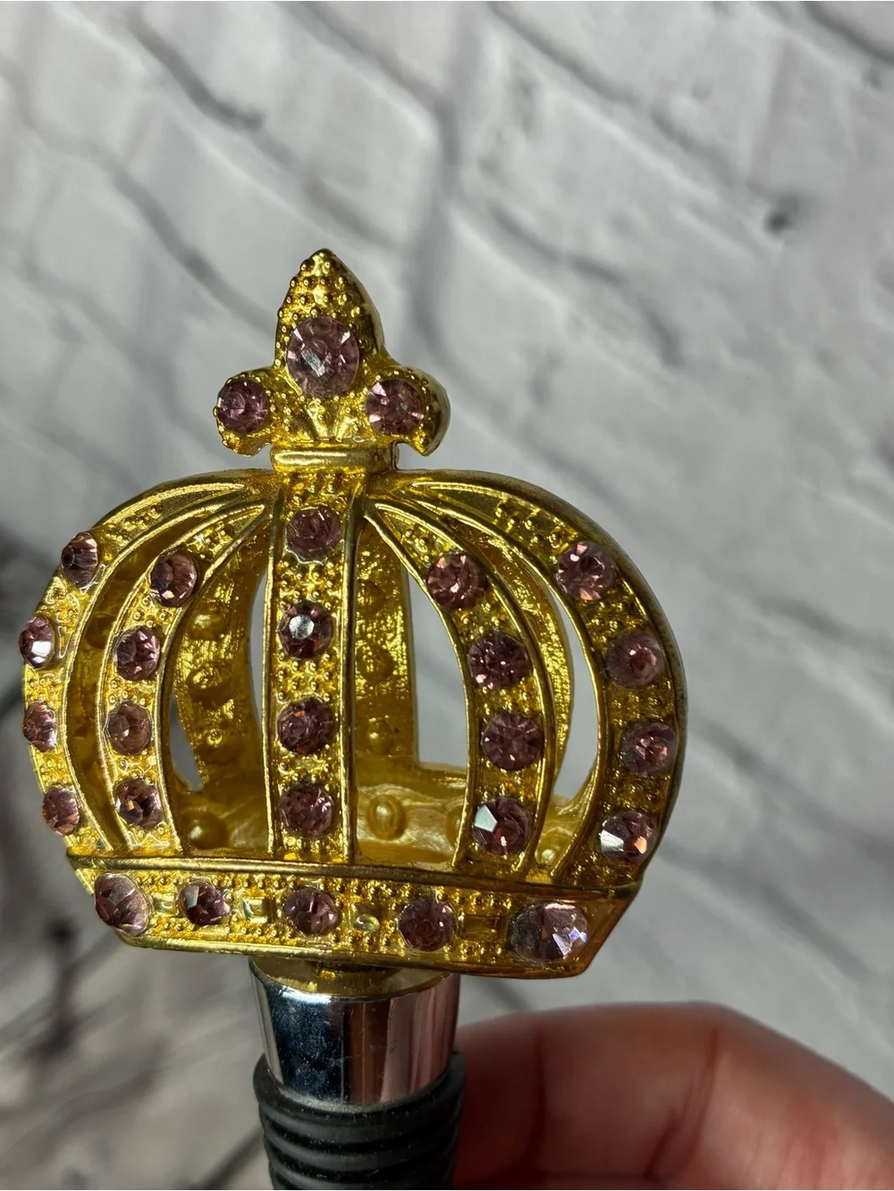 5/$20 Gold Queen Crown Wine Liquor Liqueur‎ Bottle Stopper Baby Pink Rhinestones